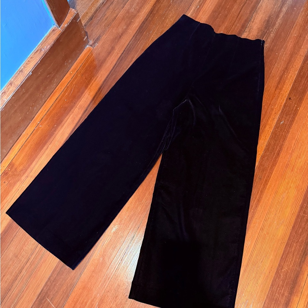 Zara Velour Black Wide Leg Pants